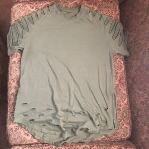 Distressed Green Short Sleeve Shirt